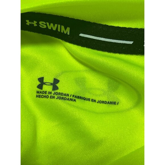 Under Armour Kids Neon Yellow UPF 50 Swim Shirt 100% Polyester Short Sleeve Sz 5 - Picture 4 of 6
